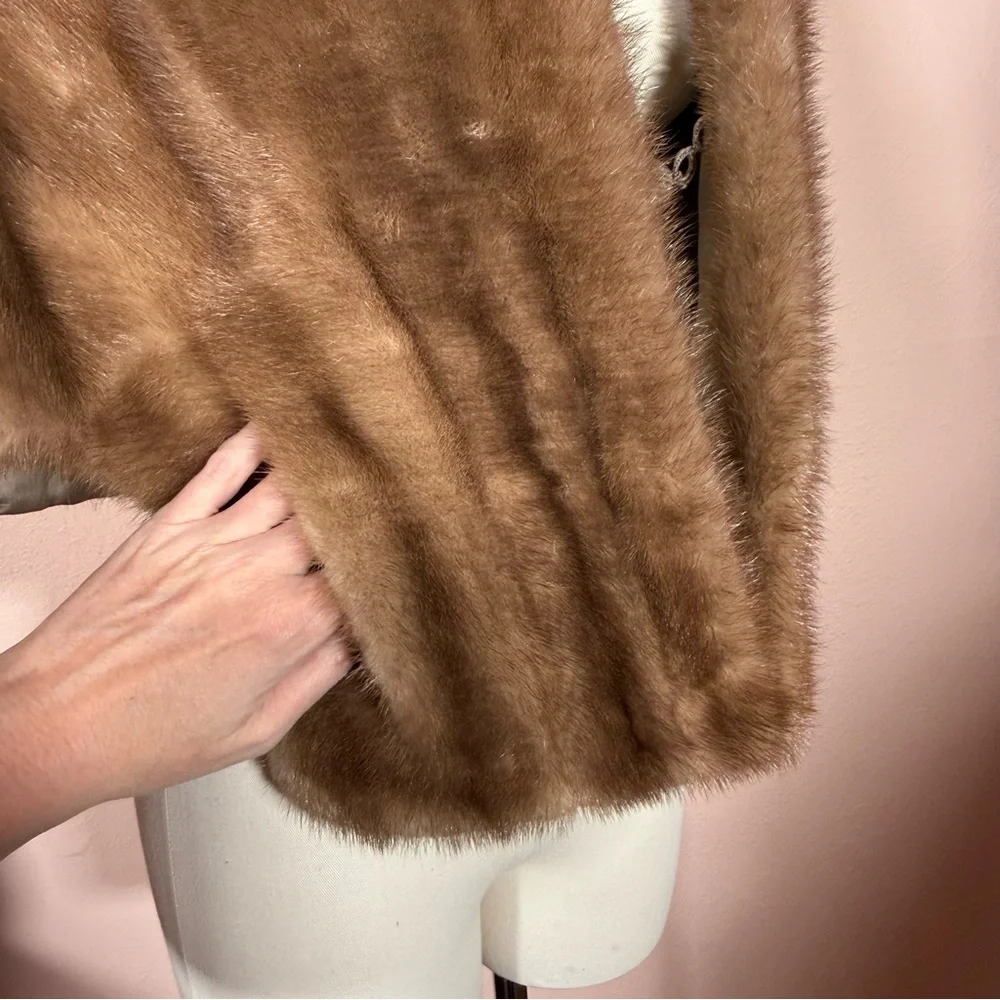 Vintage 1940’s 50’s Retro Real Fur Camel Tan Blonde Mink Stole Cape
